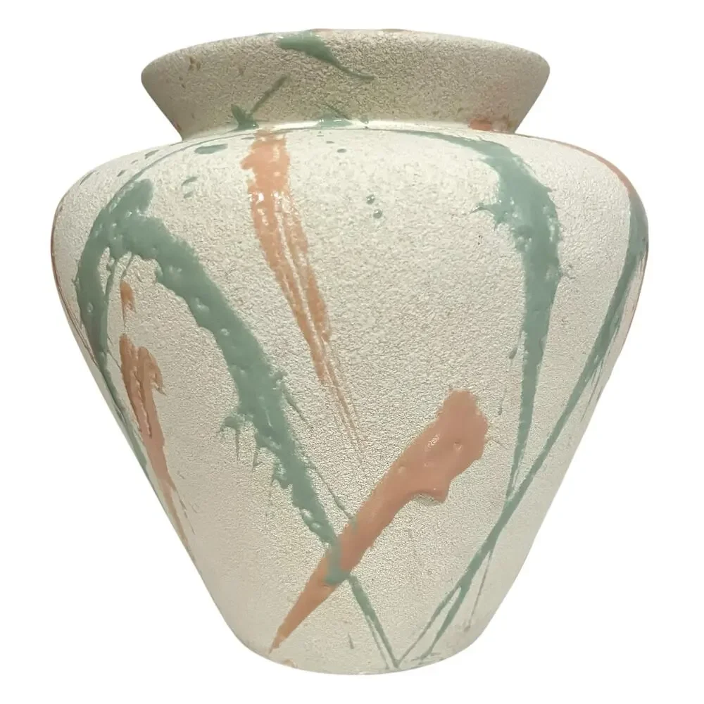 Harris Potteries Vintage 80s Ceramic Vase Post Modern Splatter Textured Pottery
